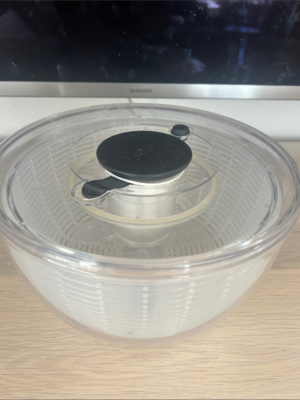Oxo Clear Salad Spinner with Black Top